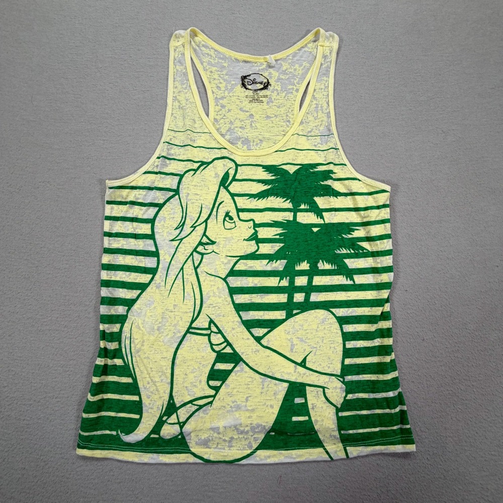 Disney Women Tank Top Regular Yellow Ariel Little Mermaid Burnout XL